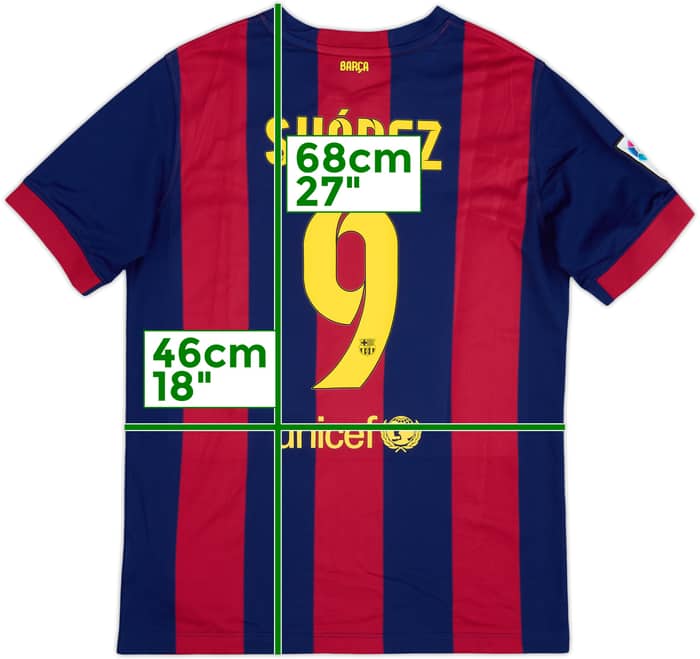 2014-15 Barcelona Home Shirt Suarez #9 - 9/10 - (XL.Boys)