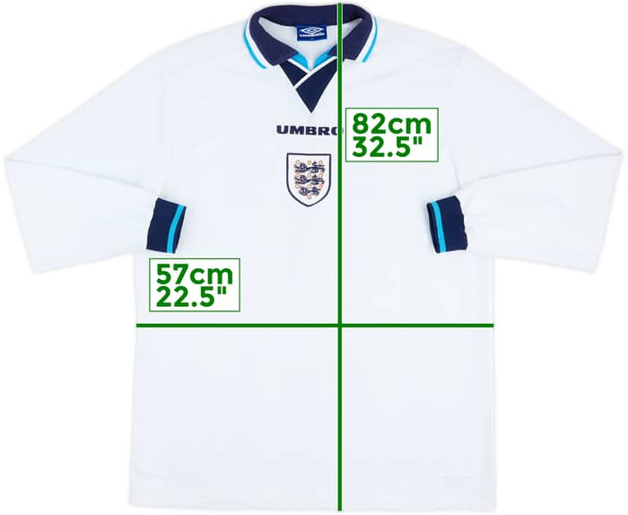 1995-97 England Match Issue Home L/S Shirt #18
