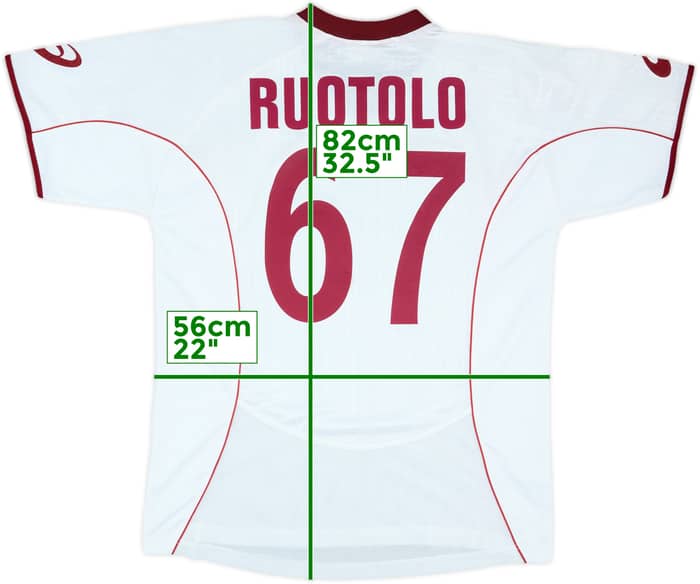 2003-04 Livorno Match Issue Away Shirt Ruotolo #67