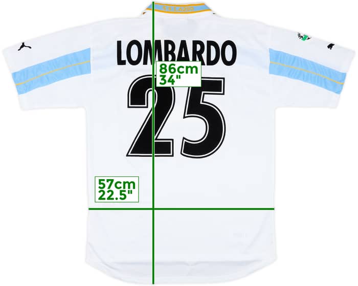 2000-01 Lazio Match Issue Centenary Home Shirt Lombardo #25