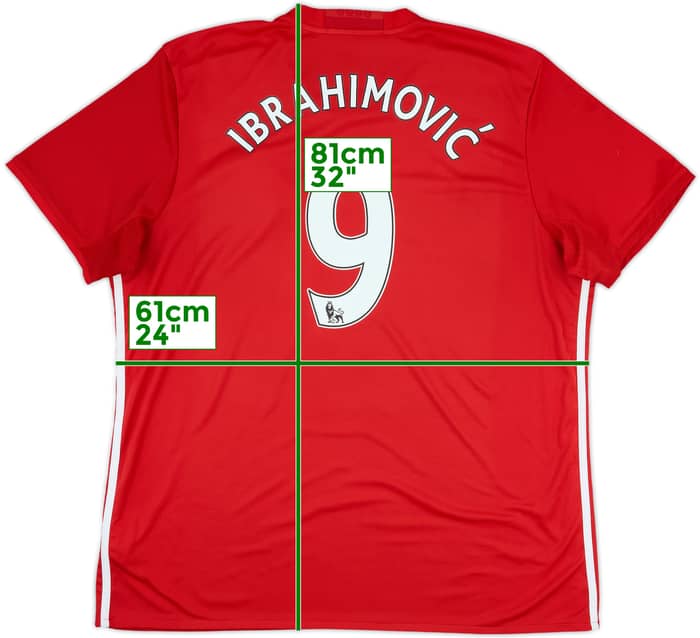 2016-17 Manchester United Home Shirt Ibrahimovic #9 - 8/10 - (XXL)