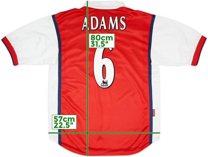 1998-99 Arsenal Home Shirt Adams #6 - 9/10 - (L)