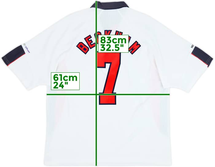 1997-99 England Home Shirt Beckham #7 - 6/10 - (XXL)