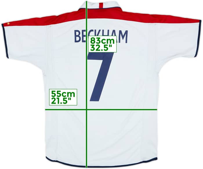 2003-05 England Home Shirt Beckham #7 - 5/10 - (XL)