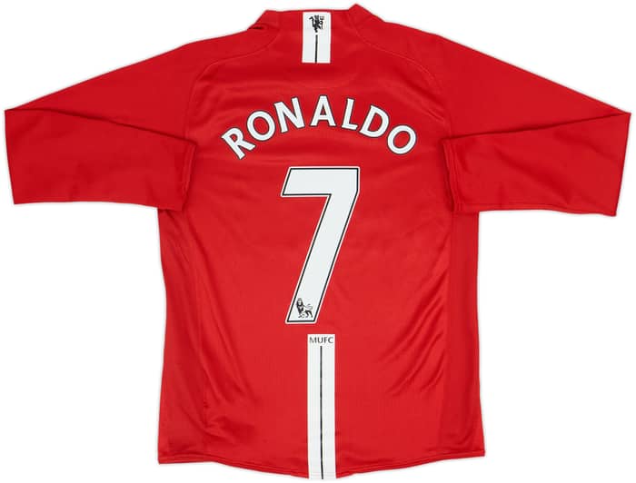 Camiseta de local de manga larga del Manchester United 2007-09 Ronaldo #7 - 6/10 - (S)
