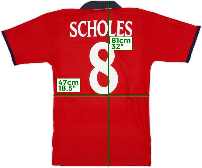 1999-01 England Away Shirt Scholes #8 - 8/10 - (XL)