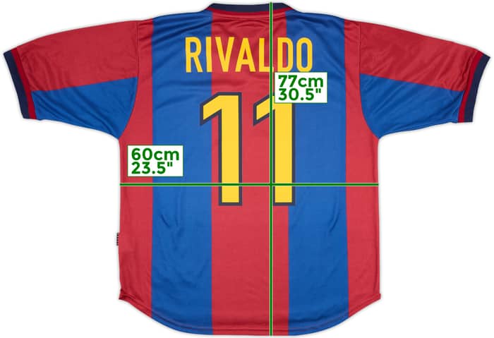 1998-00 Barcelona Home Shirt Rivaldo #11 - 8/10 - (L)