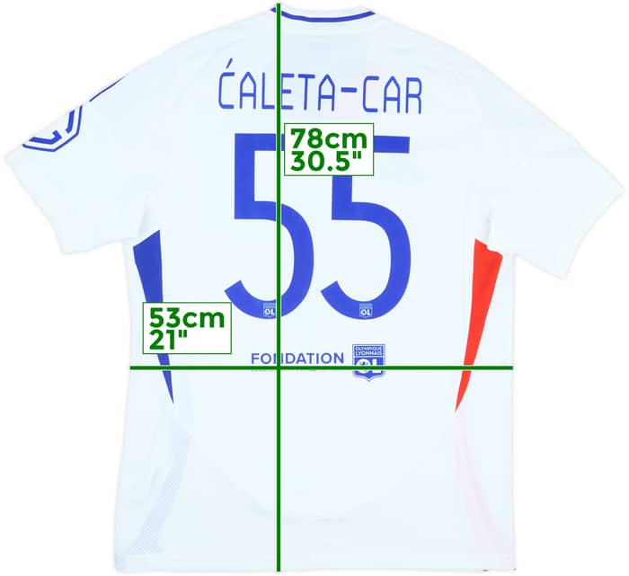 2024-25 Lyon Match Issue Europa League Home Shirt Caleta-Car #55