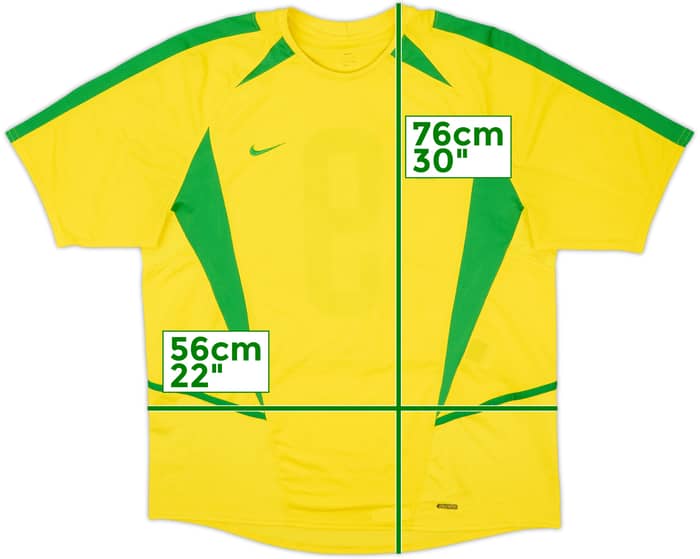 2002-04 Brazil Home Shirt #9 - 8/10 - (XL)