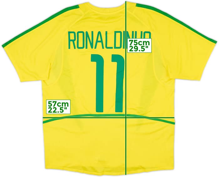 2002-04 Brazil Home Shirt Ronaldinho #11 - 6/10 - (XL)