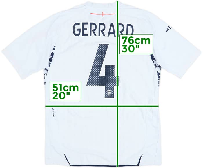 2007-09 England Home Shirt Gerrard #4 - 4/10 - (L)