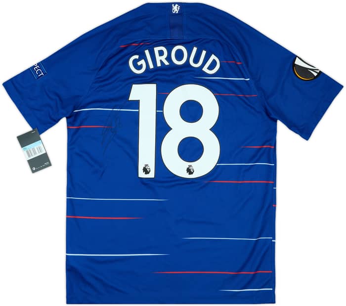 2018-19 Chelsea Signed Europa League Home Shirt Giroud #18
