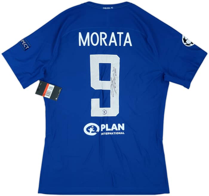 2017-18 Chelsea Player Issue Signed Champions League Home Shirt Morata #9