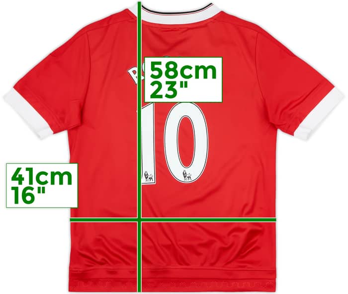 2015-16 Manchester United Home Shirt Rooney #10 - 8/10 - (M.Boys)