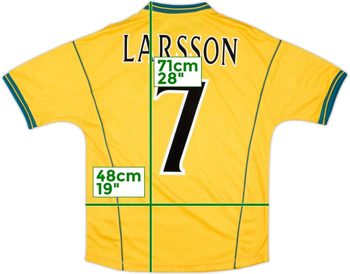 2000-02 Celtic Away Shirt Larsson #7 - 8/10 - (Y)