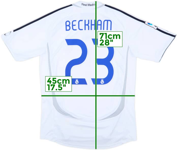 2006-07 Real Madrid Home Shirt Beckham #23 - 7/10 - (M)