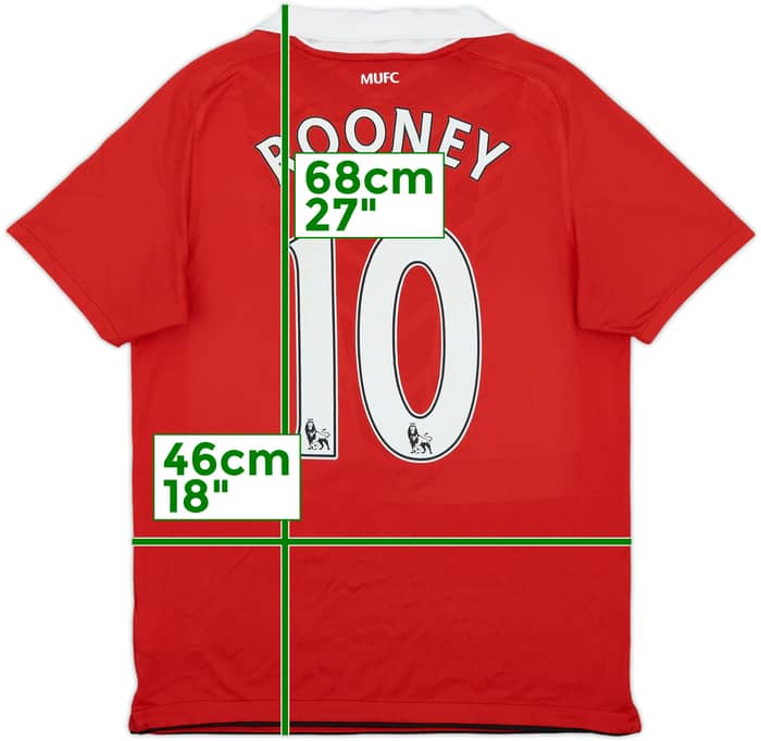 2010-11 Manchester United Home Shirt Rooney #10 - 6/10 - (XL.Boys)