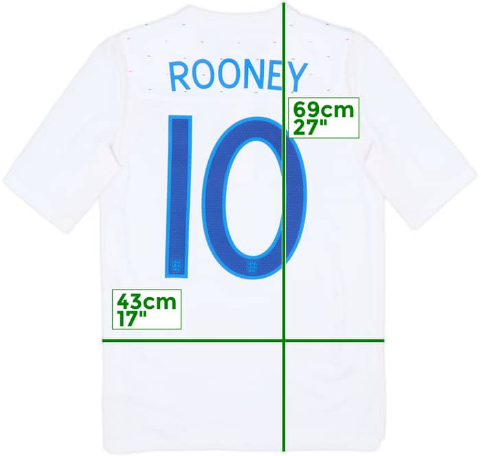 2010-11 England Home Shirt Rooney #10 - 10/10 - (L.Boys)