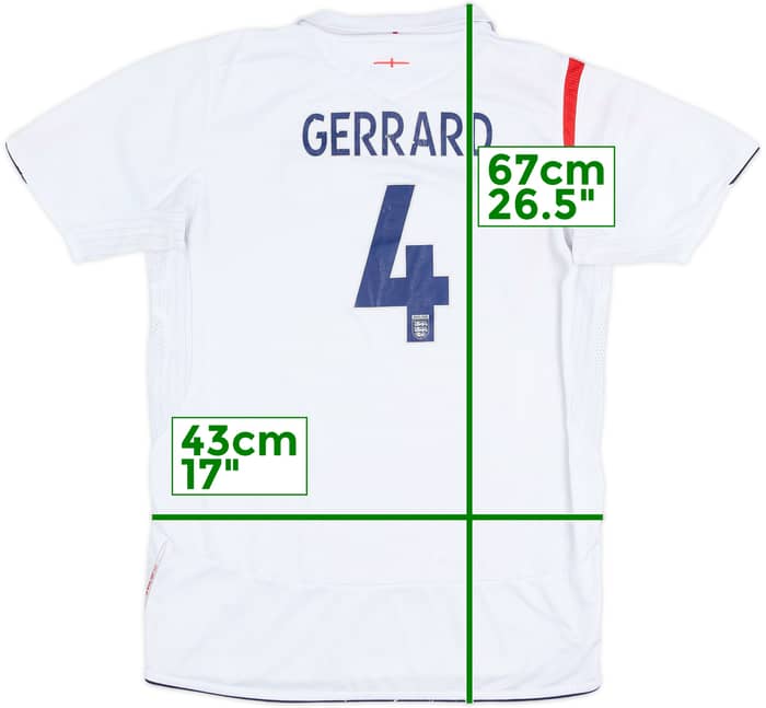 2005-07 England Home Shirt Gerrard #4 - 5/10 - (XL.Boys)