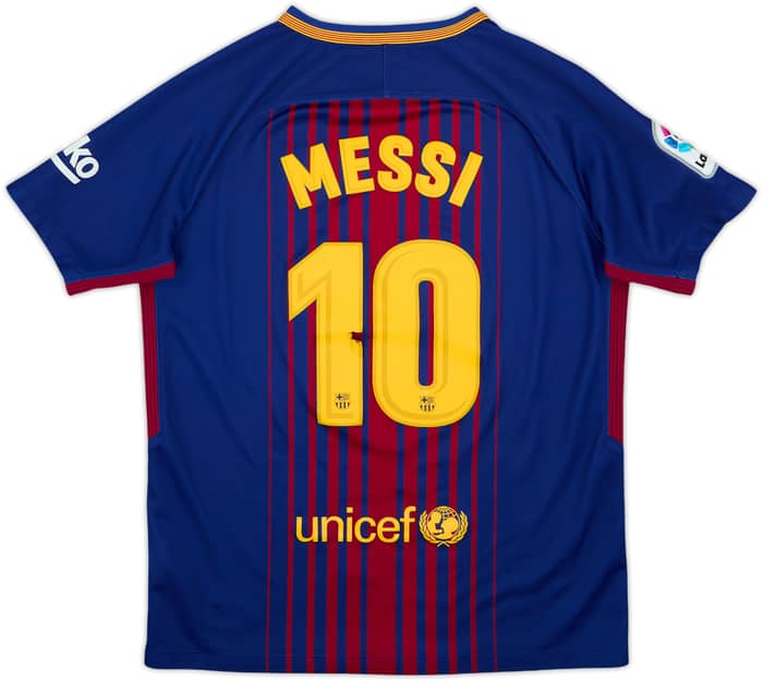 2017-18 Barcelona Home Shirt Messi #10 - 5/10 - (L.Boys)