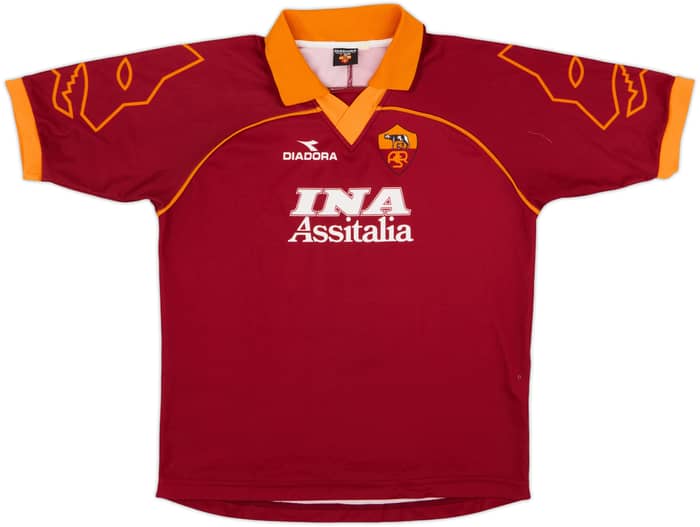 1999-00 Roma Basic Home Shirt Montella #9 - 5/10 - (XL.Boys)