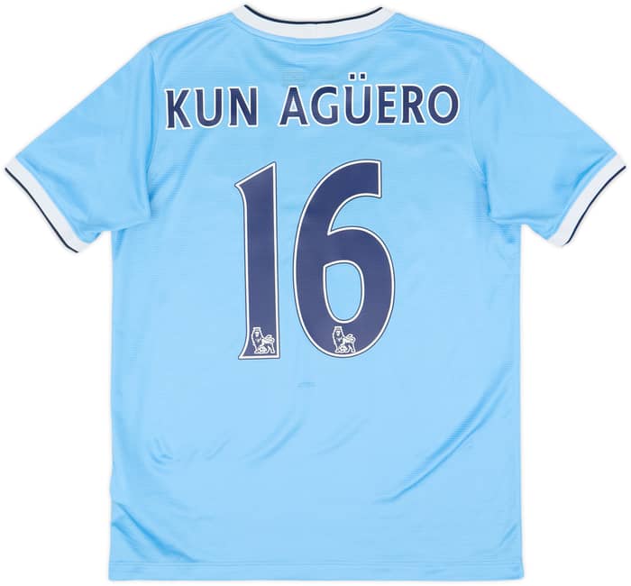 2013-14 Manchester City Home Shirt Kun Aguero #16 - 6/10 - (XL.Boys)