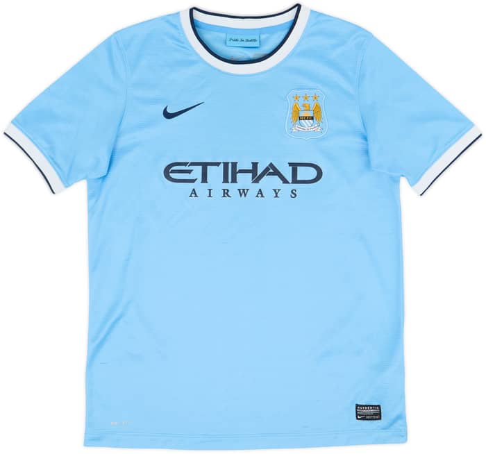 2013-14 Manchester City Home Shirt Kun Aguero #16 - 6/10 - (XL.Boys)