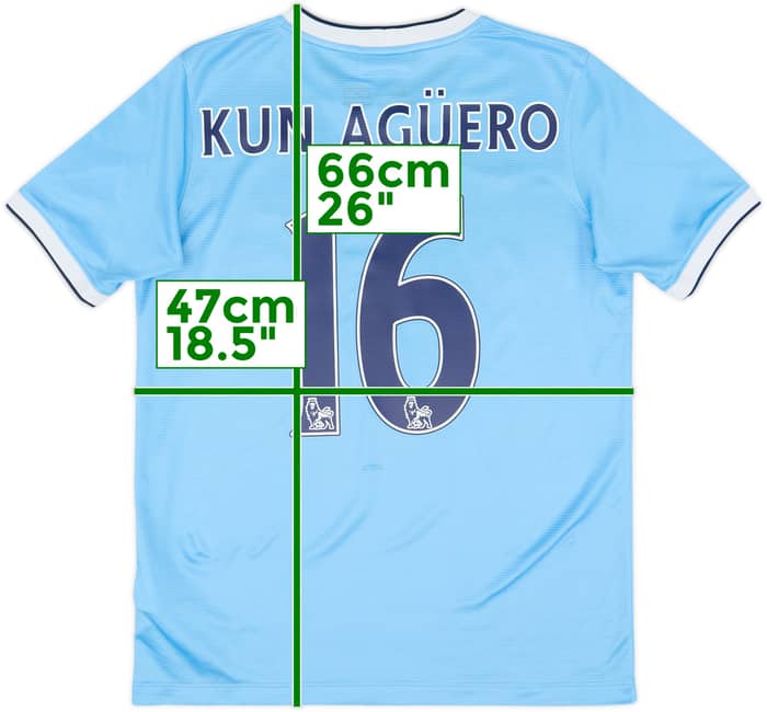2013-14 Manchester City Home Shirt Kun Aguero #16 - 6/10 - (XL.Boys)