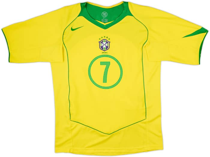 2004-06 Brazil Home Shirt Adriano #7 - 8/10 - (M)