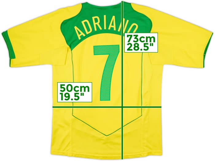 2004-06 Brazil Home Shirt Adriano #7 - 8/10 - (M)