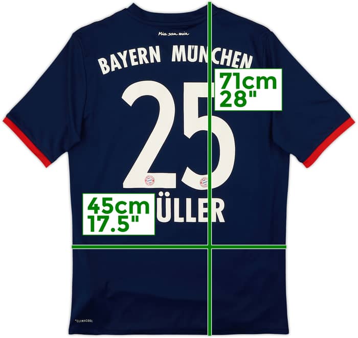 2017-18 Bayern Munich Away Shirt Muller #25 - 7/10 - (XL.Boys)