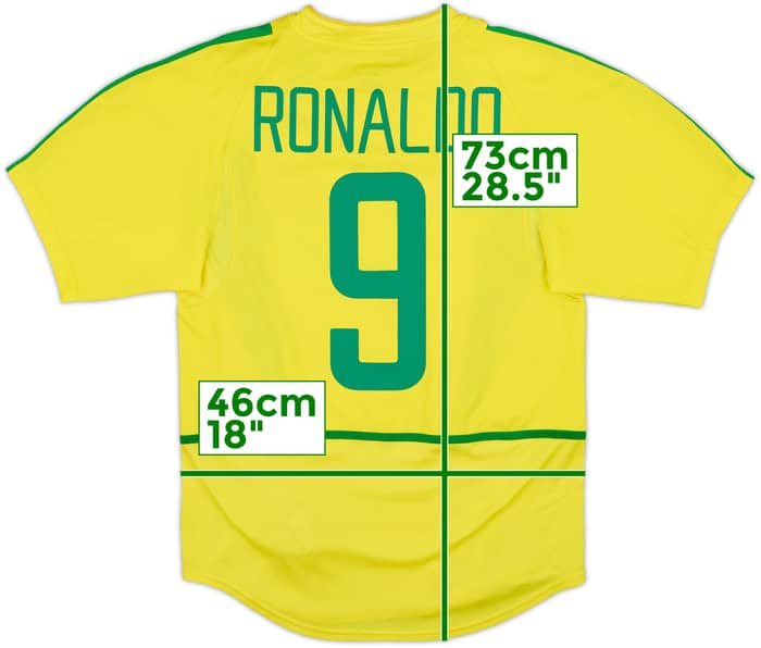 2002-04 Brazil Home Shirt Ronaldo #9 - 9/10 - (S)