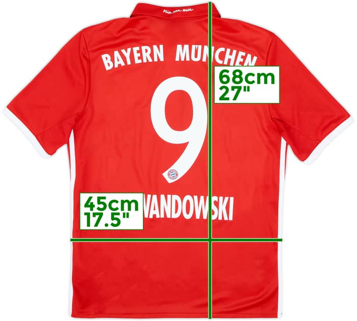 2016-17 Bayern Munich Home Shirt Lewandowski #9 - 6/10 - (XL.Boys)