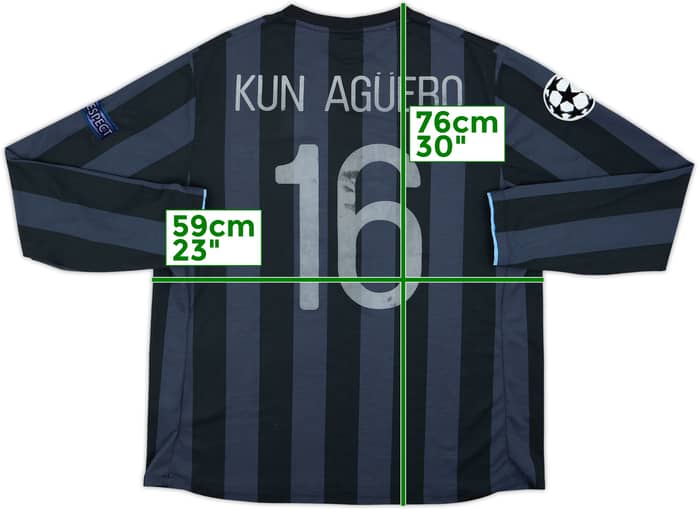 Camiseta de la tercera equipación de manga larga del Manchester City 2012-13 Kun Aguero #16 - 4/10 - (XXL)