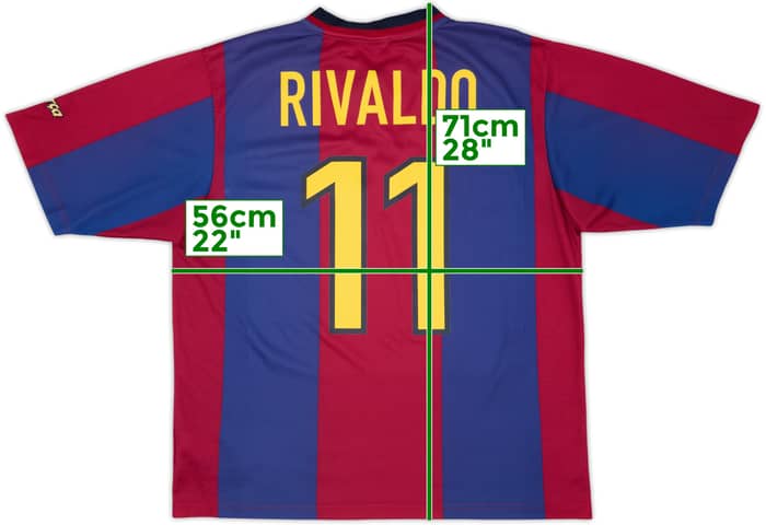 1998-00 Barcelona Basic Home Shirt Rivaldo #11 - 6/10 - (L)