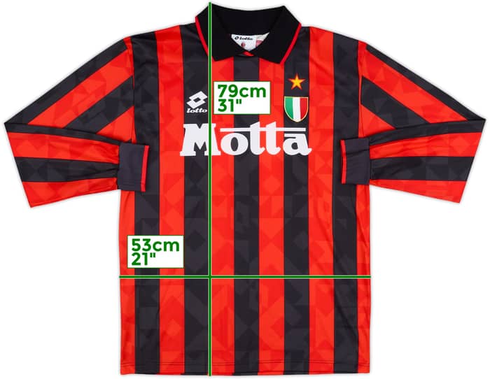 1993-94 AC Milan Home L/S Shirt #6 - 5/10 - (XL)