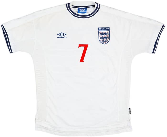 1999-01 England Home Shirt Beckham #7 - 6/10 - (XL)