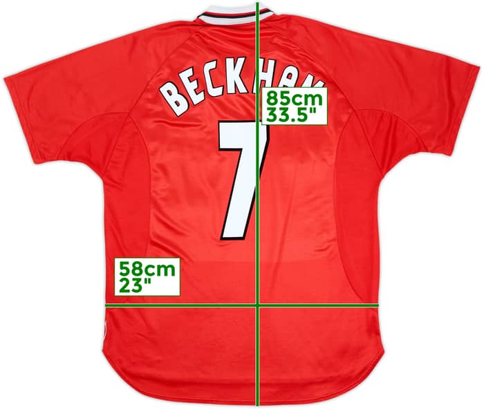 1997-00 Manchester United CL Shirt Beckham #7 - 8/10 - (XL)