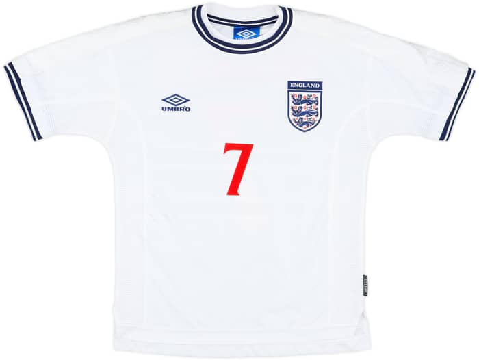 1999-01 England Home Shirt Beckham #7 - 7/10 - (Y)