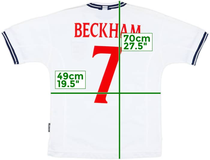 1999-01 England Home Shirt Beckham #7 - 7/10 - (Y)
