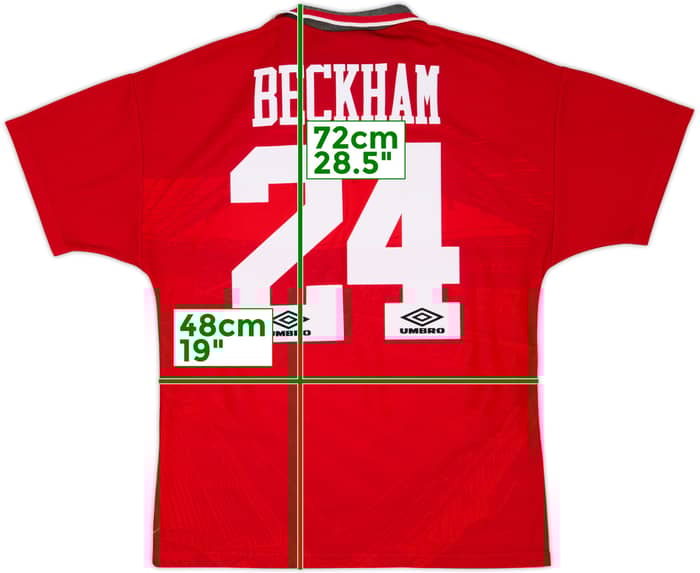 1994-96 Manchester United Home Shirt Beckham #24 - 7/10 - (M)