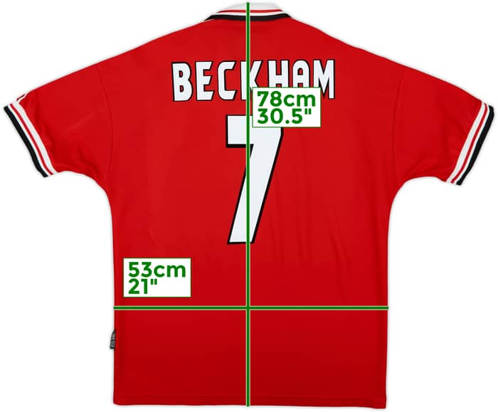 1998-00 Manchester United Home Shirt Beckham #7 - 8/10 - (L)