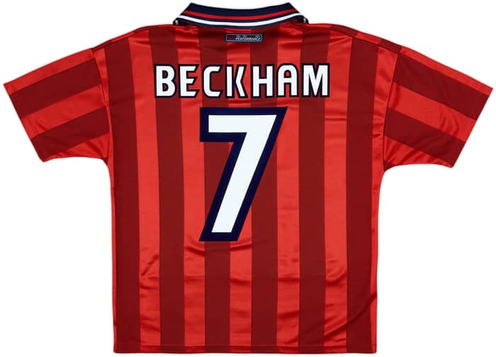 1997-99 England Away Shirt Beckham #7 - 8/10 - (Y)