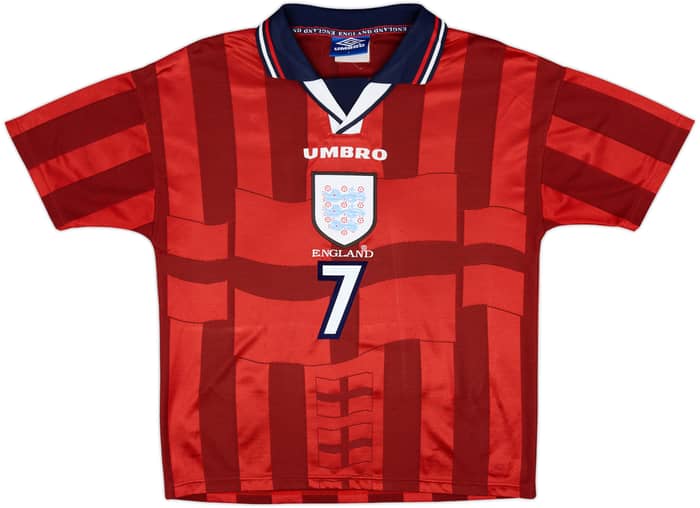 1997-99 England Away Shirt Beckham #7 - 8/10 - (Y)