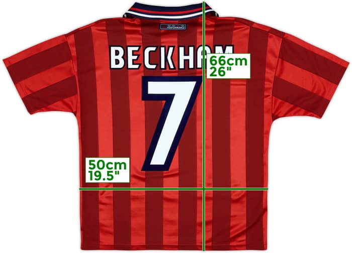 1997-99 England Away Shirt Beckham #7 - 8/10 - (Y)