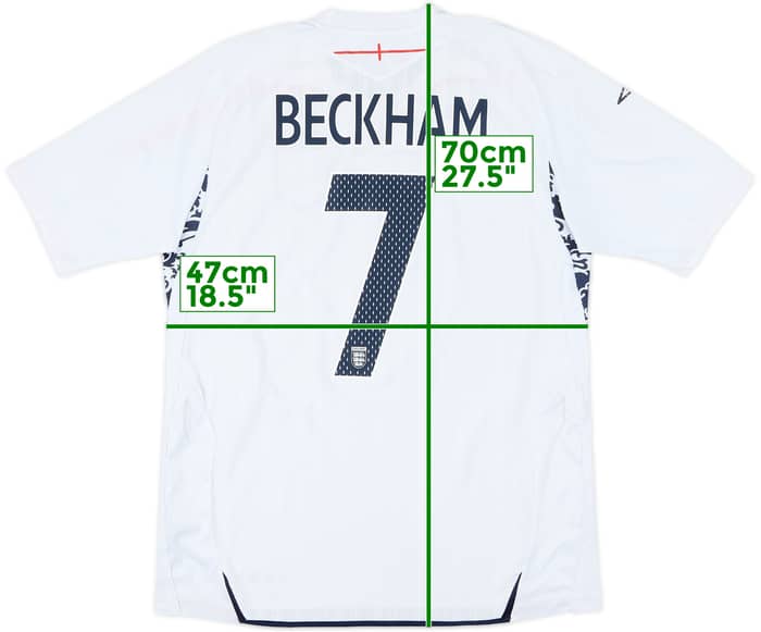 2007-09 England Home Shirt Beckham #7 - 5/10 - (L)