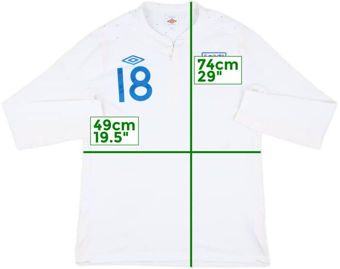 2010-11 England Home L/S Shirt #18 - 5/10 - (M)