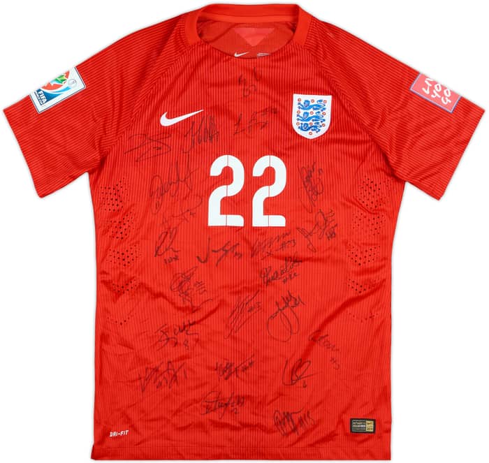 2015 England Women Match Issue Squad Signed FIFA World Cup Away Shirt Kirby #22