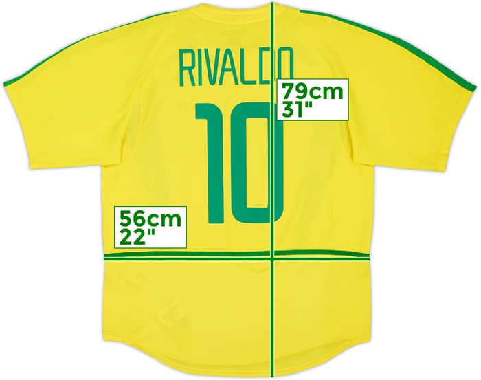 Camiseta de local de Brasil 2002-04 Rivaldo #10 - 8/10 - (L)