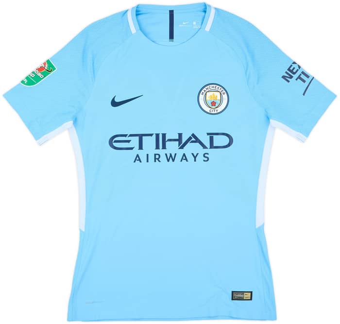 2017-18 Manchester City Match Issue Carabao Cup Home Shirt Delph #18